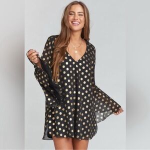 EUC Show Me Your Mumu Barry Bell Sleeve Dress in Black Floral